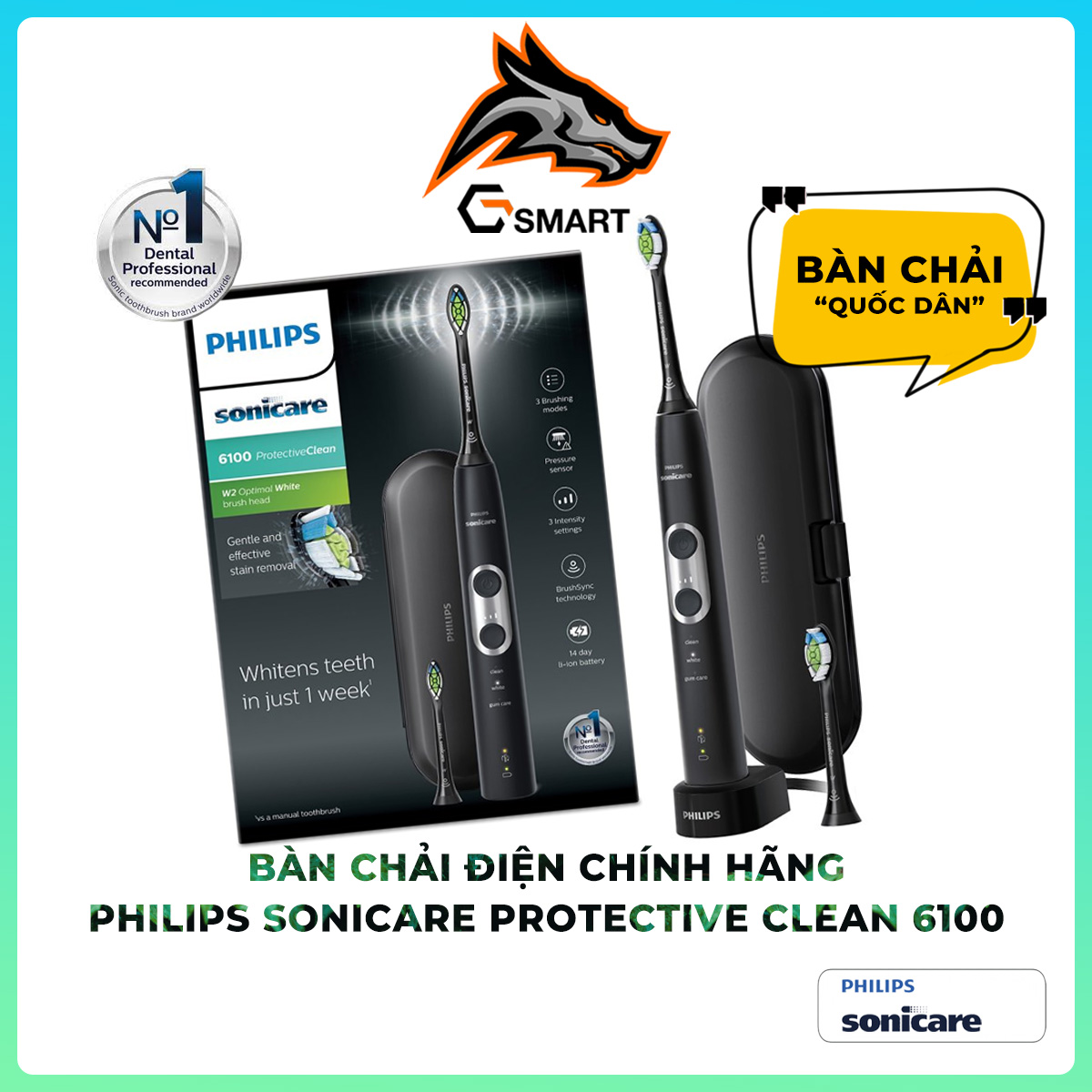 Bàn Chải Điện Philips Sonicare ProtectiveClean Optimal Clean 6100 Series