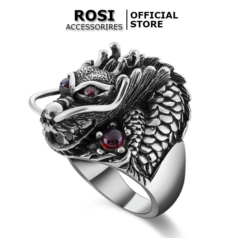 Nhẫn rồng nam bản lớn, nhẫn đầu rồng mạnh mẽ cá tính titanium