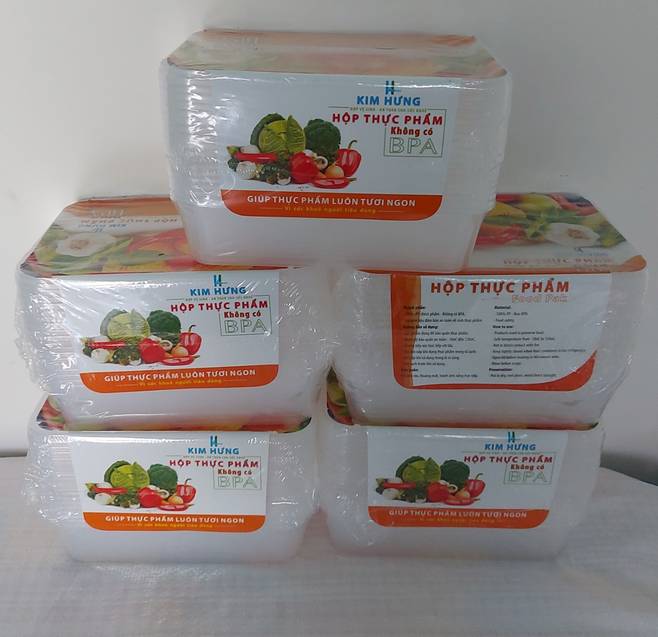 Hộp Nhựa Đựng Thực Phẩm chữ nhật, lốc 10 cái + nắp