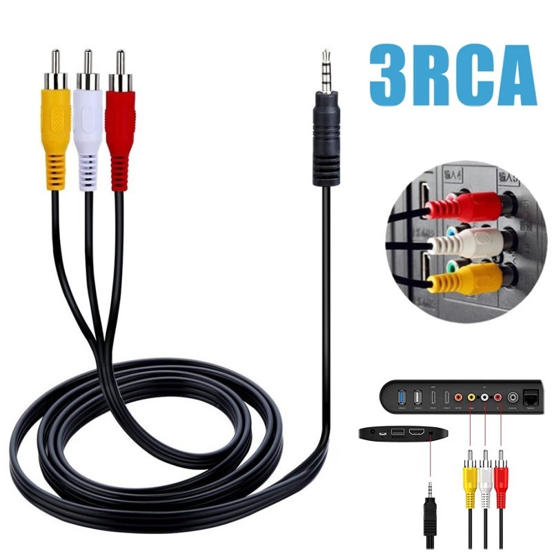 Cáp av 1 ra 3, 1 đầu jack 3.5 ra 3 đầu hoa sen cho tv box