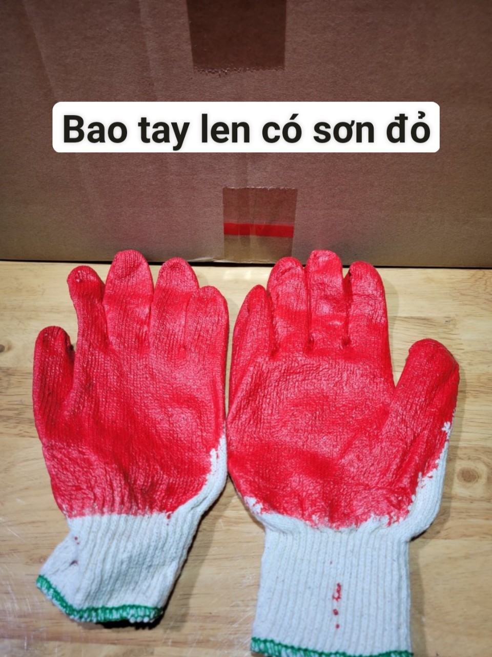 Găng tay sơn đỏ, 5 đôi hoặc 10 đôi găng tay bảo hộ lao động, bao tay len sơn đỏ, dụng cụ bảo vệ tay, giúp cho khi sử dụng không bị trơn trượt, sử dụng làm vườn , mang đi công trình- Dụng Cụ cầm Tay Nam
