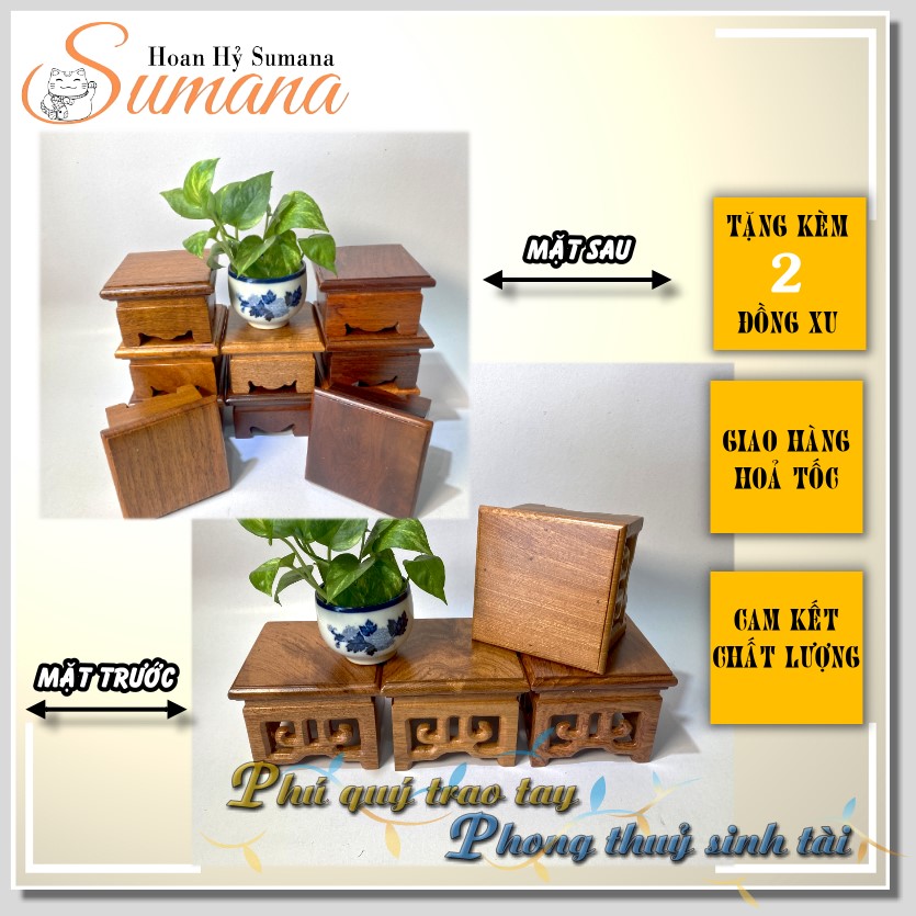 Kệ gỗ vuông - đôn gỗ hương nhiều kích thước - đôn gỗ kê tượng - hoan hỷ sumana