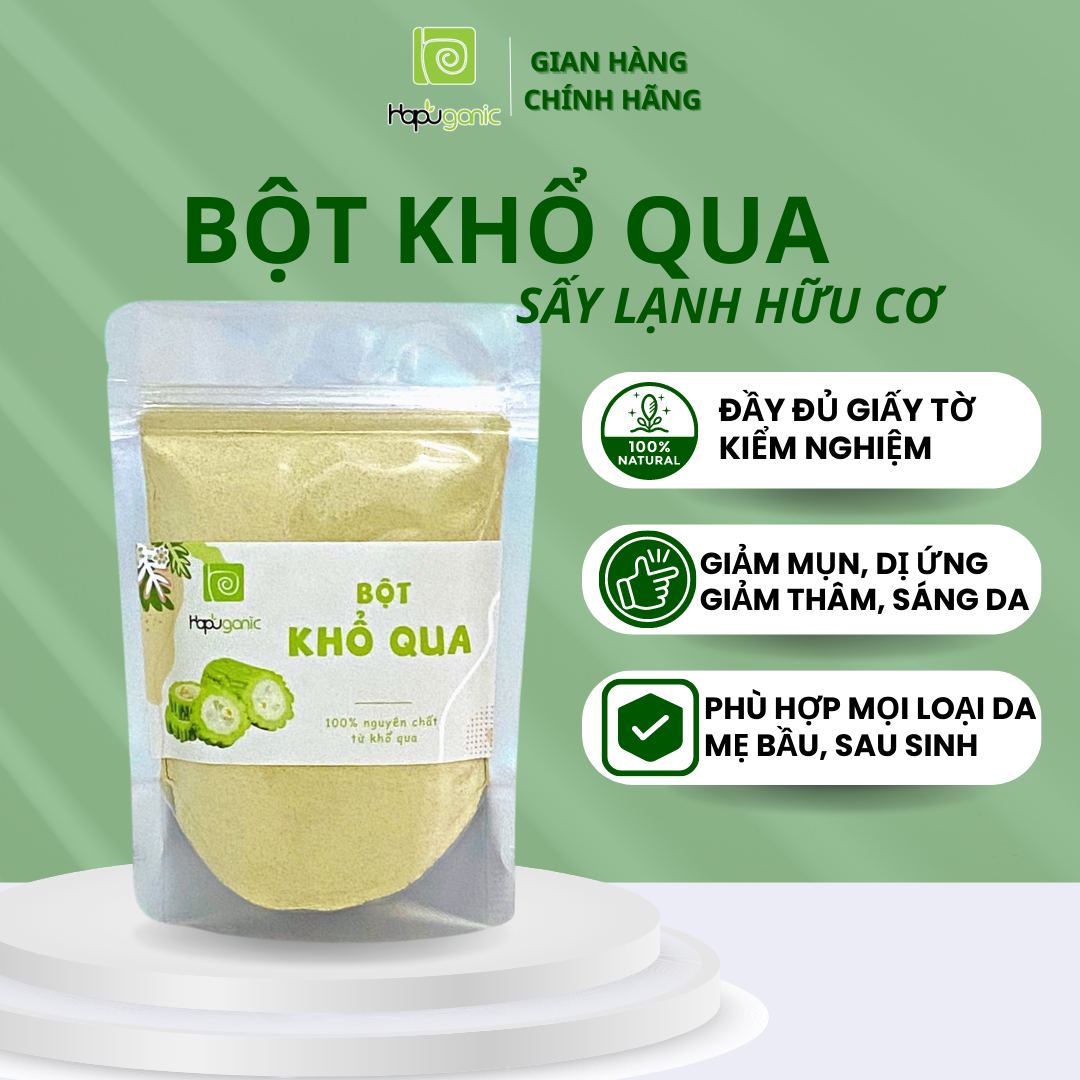 [FREESHIP] [HCM]Bột Khổ Qua Nguyên Chất [Hapu Organic] Bột Thiên Nhiên Đắp mặt Giảm Mụn Mụn Dị Ứng Sáng Da Se Lỗ Chân Lông