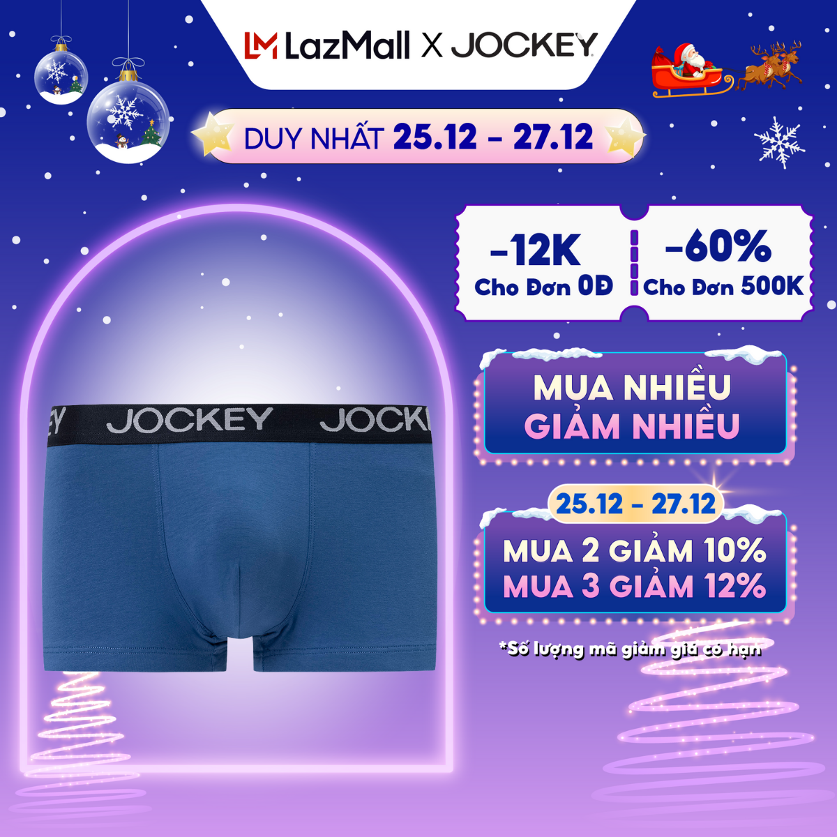 CHỈ 25.1227.12 MUA 2 GIẢM 10 MUA 3 GIẢM 12 Quần lót nam Trunk Jockey Cotton 4C trơn J1277