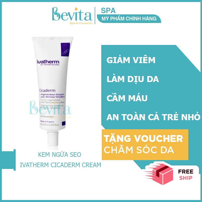 Kem tái tạo và ngăn ngừa sẹo Ivatherm Cicaderm Cream 40ml - Bevita