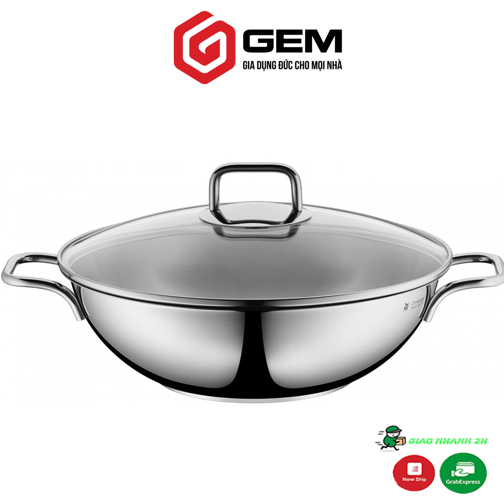 Chảo WMF Wok Party 28 cm nhập khẩu Đức, chất liệu thép không gỉ, bắt nhiệt tốt, an toàn sức khỏe
