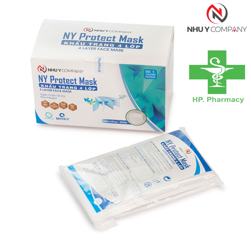 (Giao hàng 4 giờ Quận 8 TPHCM) Hộp 50 Chiếc Khẩu Trang Y Tế Nhiều Màu 4 Lớp Kháng Khuẩn Như Ý - NY Protect Mask