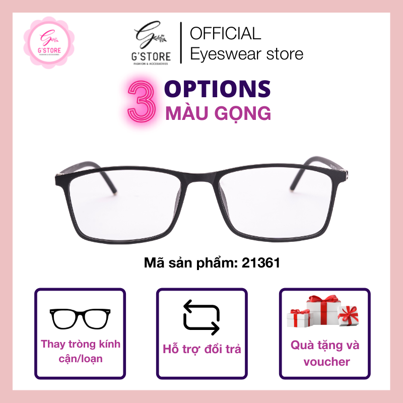 Kính mắt kiểu dáng basic dễ đeo kính cận nữ gọng dẻo phụ kiện thời trang 21361