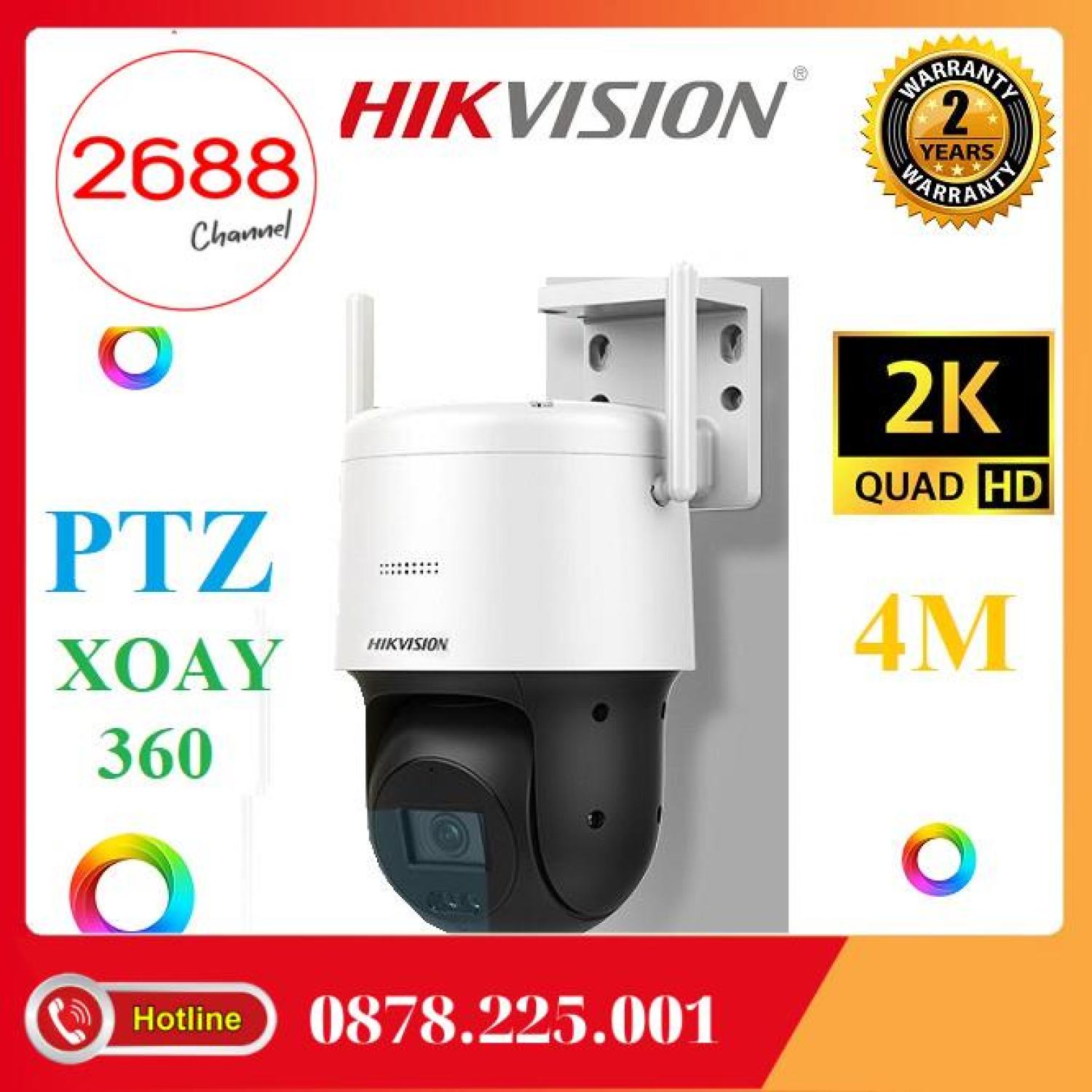 Camera ip wifi ngoài trời 4mp speed dome hikvision ds-2de2c400iw-de/w q21 mini 2k siêu nét chính hãng bh 24th