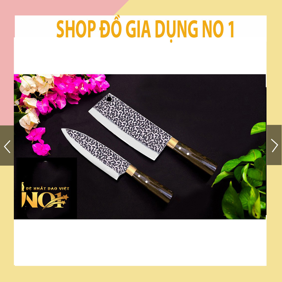Dao làm bếp bộ 2 dao nhà bếp cao cấp làm từ thép Nhíp 100%