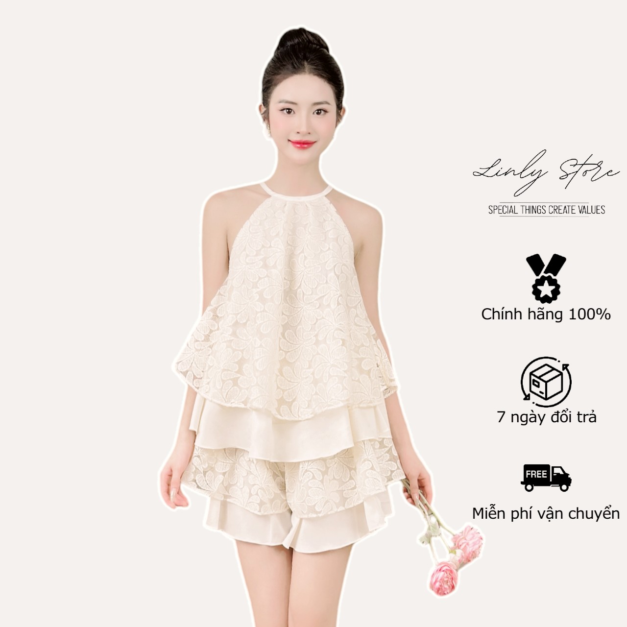 Set áo cổ yếm và quần short nữ Linly Store