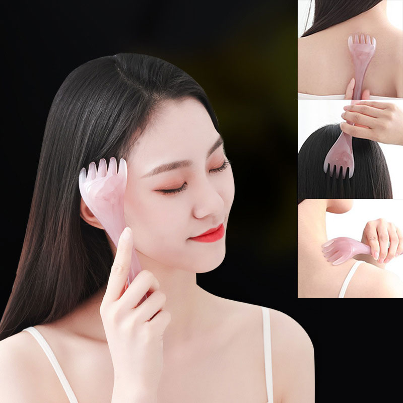 BELLE Lược mát xa đầu sáp ong bằng nhựa dụng cụ mát xa Lược năm móng Gậy gua SHA