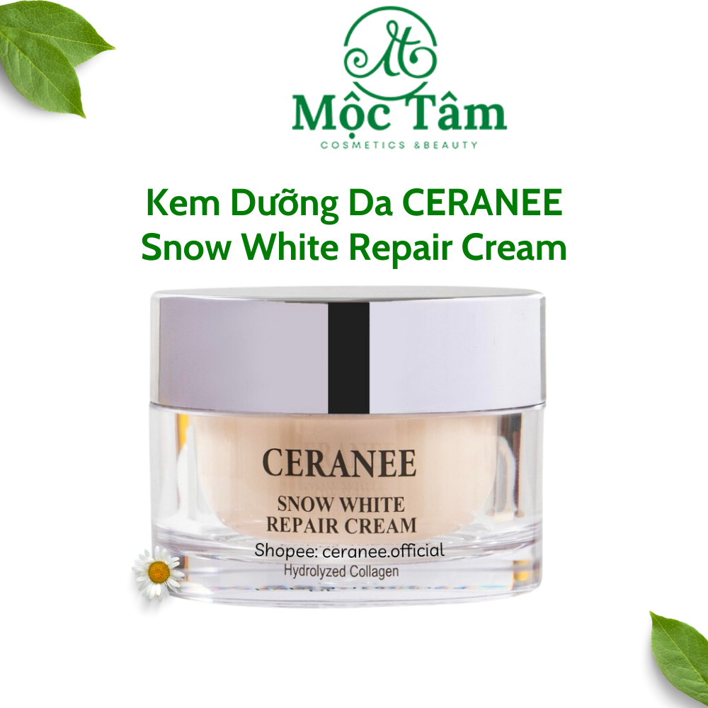 Kem dưỡng da ceranee snow white reoair cream 50ml, phục hồi, dưỡng ẩm, làm trắng, filler căng bóng chuẩn hàn, chống lão hóa mờ thâm, cấp nước, khóa ẩm sâu cho da, dưỡng da sáng và hồng hào - mộc tâm cosmetics