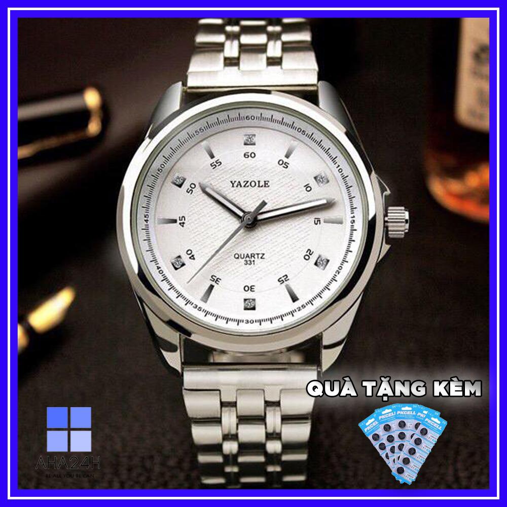 Đồng hồ nam YAZOLE 331 dây kim loại cao cấp Fullbox Ah476 (tặng kèm pin)