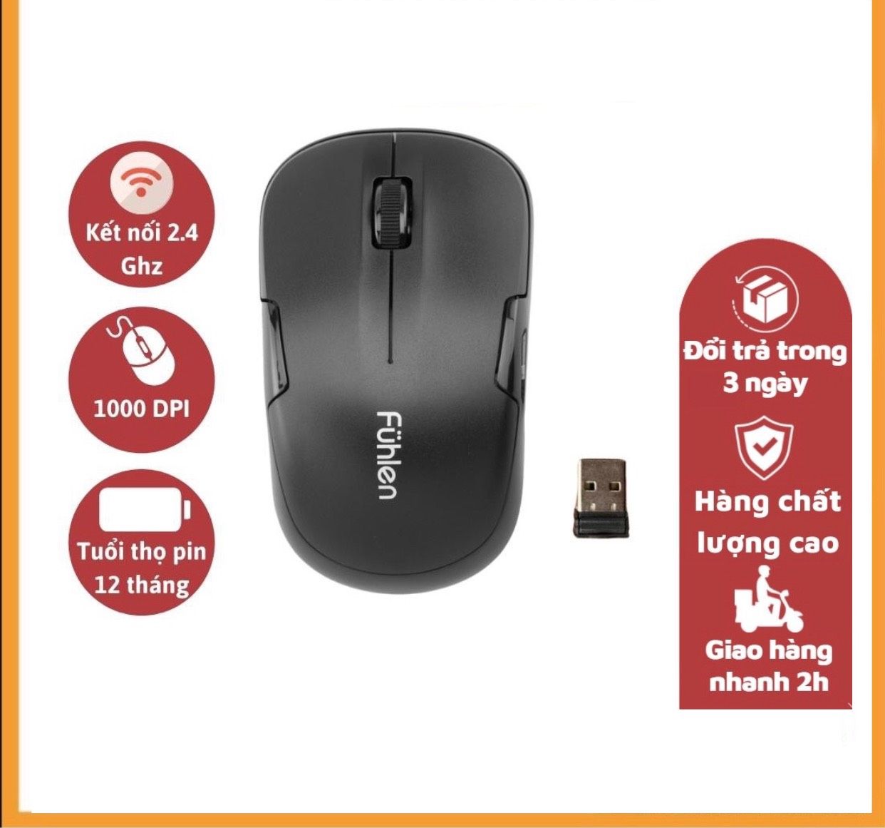 Chuột không dây fuhlen a06g - bảo hành 12 tháng lỗi đổi mới