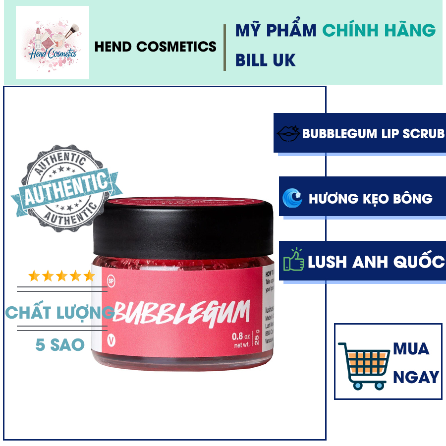 Tẩy da chết môi Lush - Bubblegum lip scrub