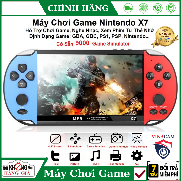 (Tặng Tai Nghe Cao Cấp + Thẻ Nhớ 8GB) Máy chơi game cầm tay X7 màn hình 4.3 inch 8gb có 9000 game , chơi game , xem phim , nghe nhạc , đọc sách , máy chơi game 4 nút , máy chơi gamer điện tử , máy chơi game mini , máy chơi game psp