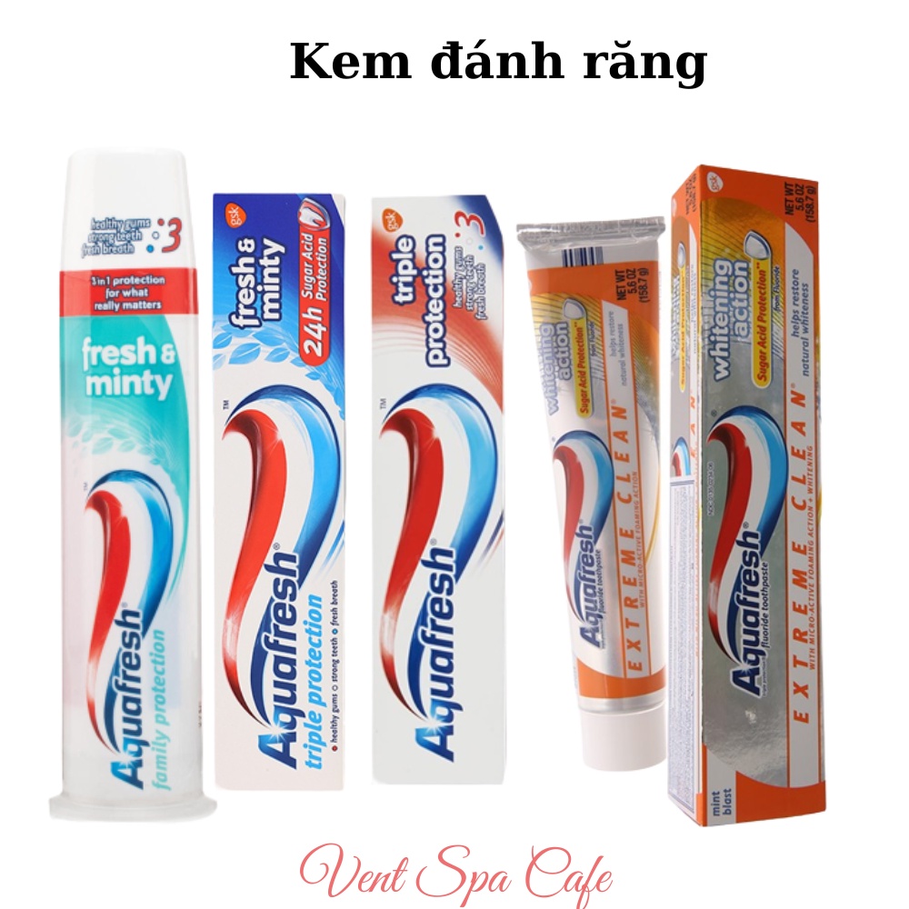 Kem đánh răng Mỹ Nhật AQUAFRESH Bạc Hà Whitening Action Triple Protection