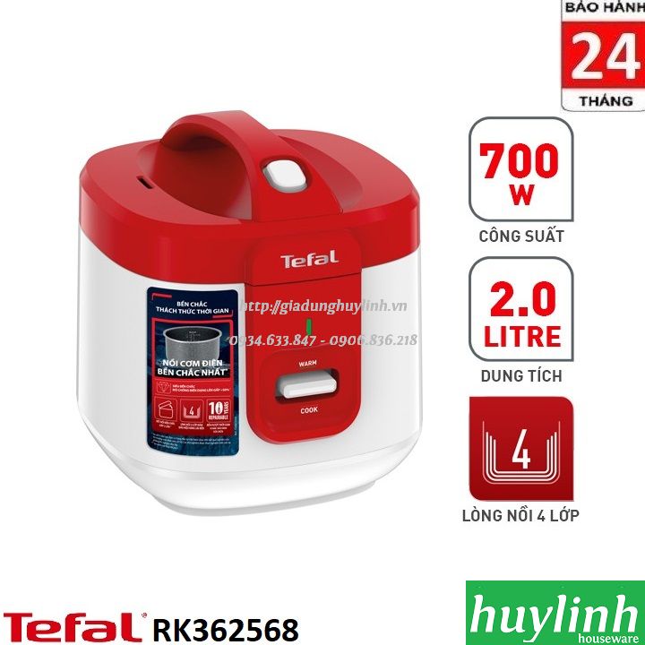 Nồi cơm điện tefal rk362568 - 2 lít - 700w