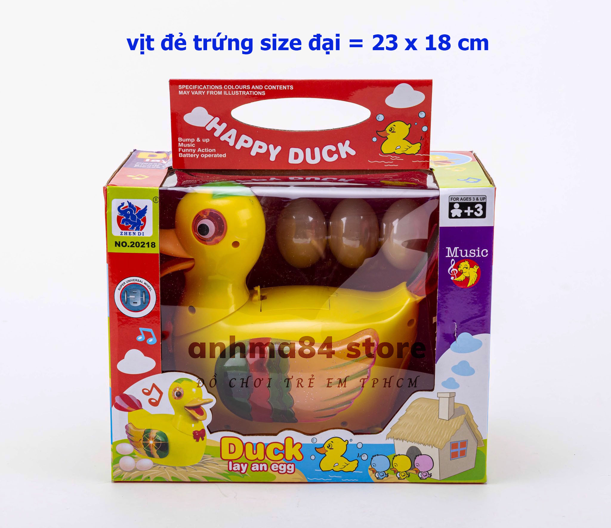 Đồ chơi VỊT ĐẺ TRỨNG CHẠY PIN VUI NHỘN - Chú vịt có pin nhạc SIZE ĐẠI đẻ trứng dễ thương - anhma84 store