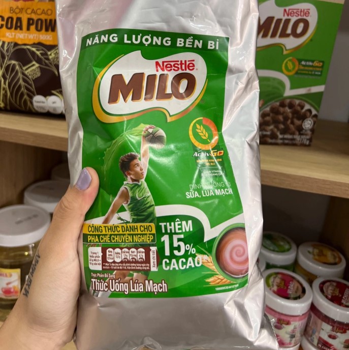 Sữa bột Milo cacao nguyên chất Nestlé bịch 1kg thêm 15% cacao-DATE mới