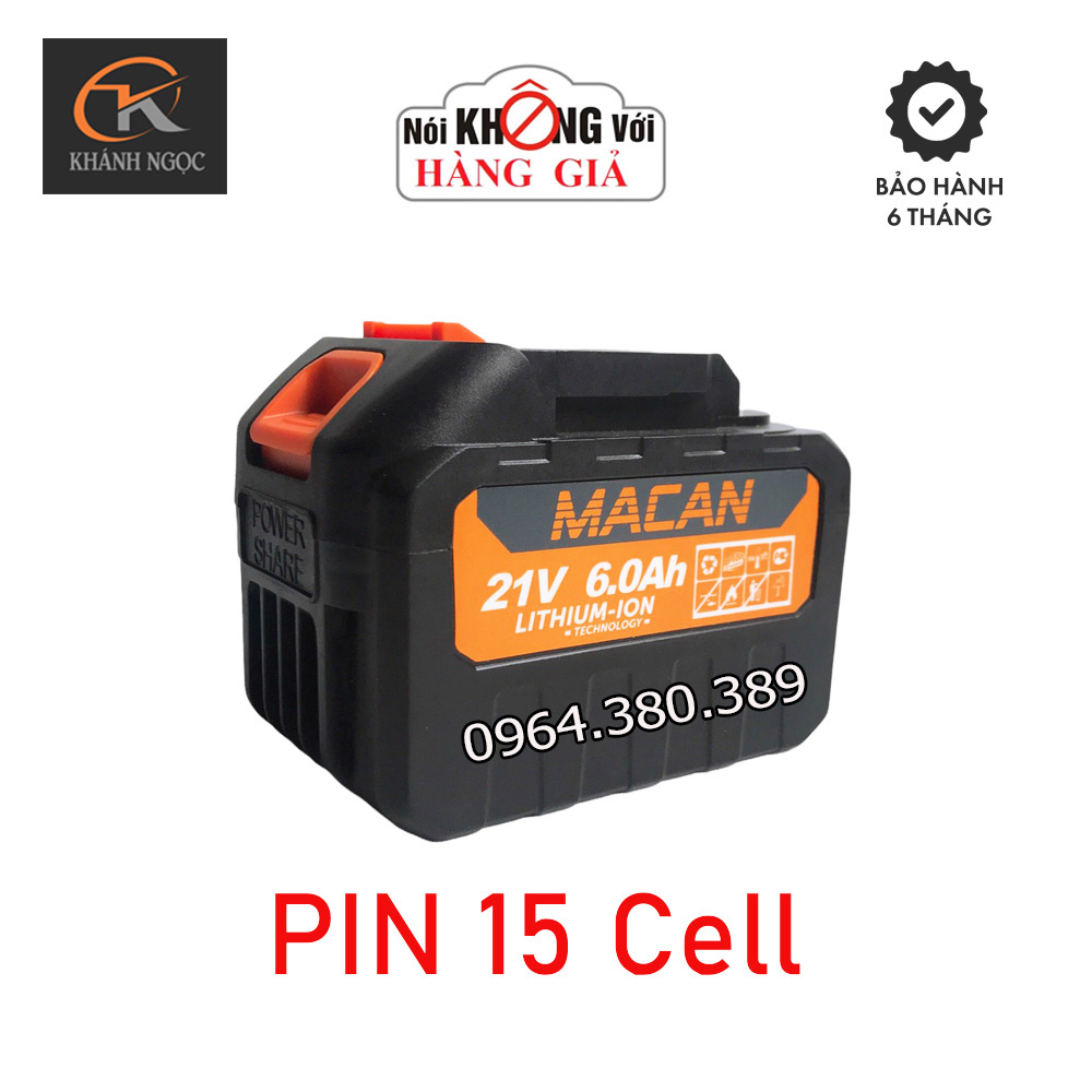 Pin macan 15 cell 21v dung lượng cao chân pin phổ thông