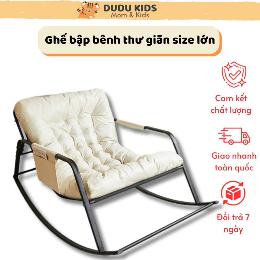 Ghế bập bênh thư giãn đọc sách xem phim ghế sofa lười có gác chân đệm tháo rời