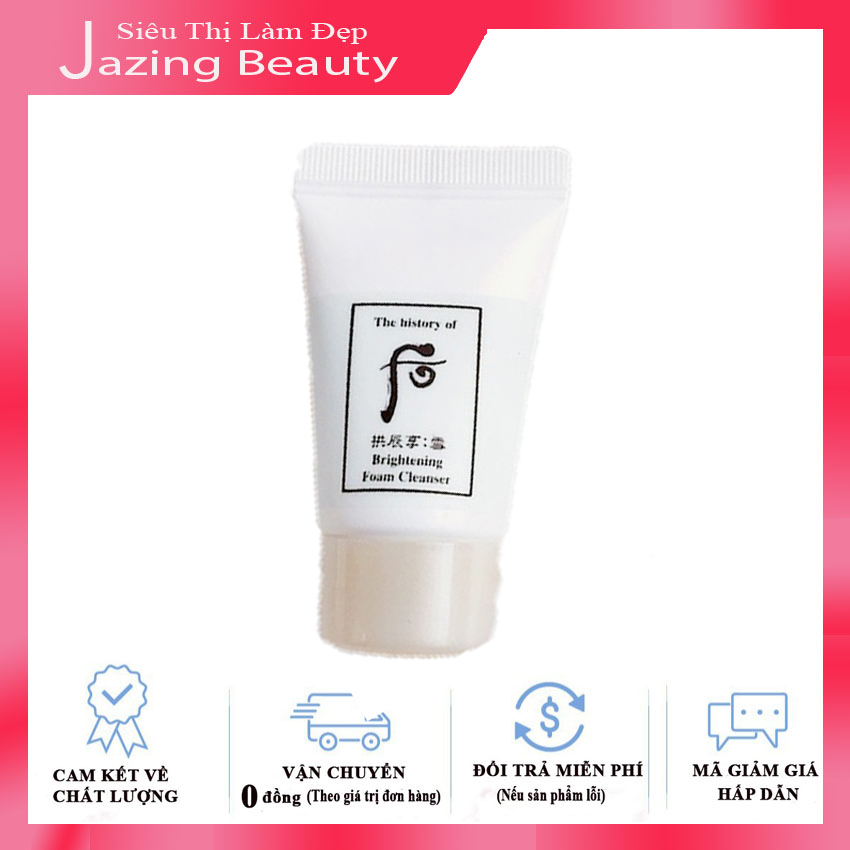 [Hỗ Trợ Ship + Hoàn Tiền 12% Gía Trị ĐH] Sữa Rửa Mặt Dưỡng Trắng Làm Sáng Da Whoo Brightening Cleansing Foam 13ml