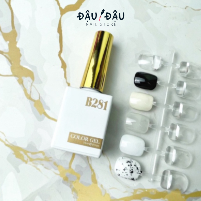 Sơn gel B281 đen, trắng, nước gạo, trắng sữa, trứng cút - Chai 15ml