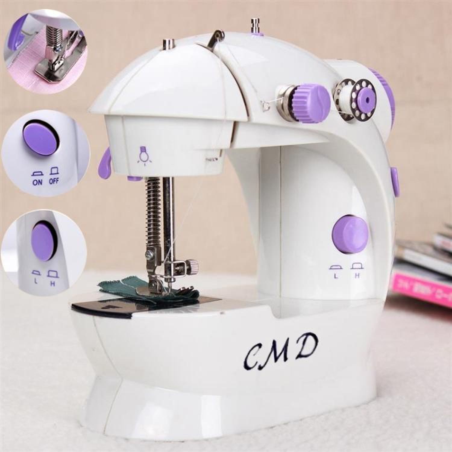 Máy may mini 2 tốc độ có đèn led, máy khâu mini tại nhà, máy may búo bê