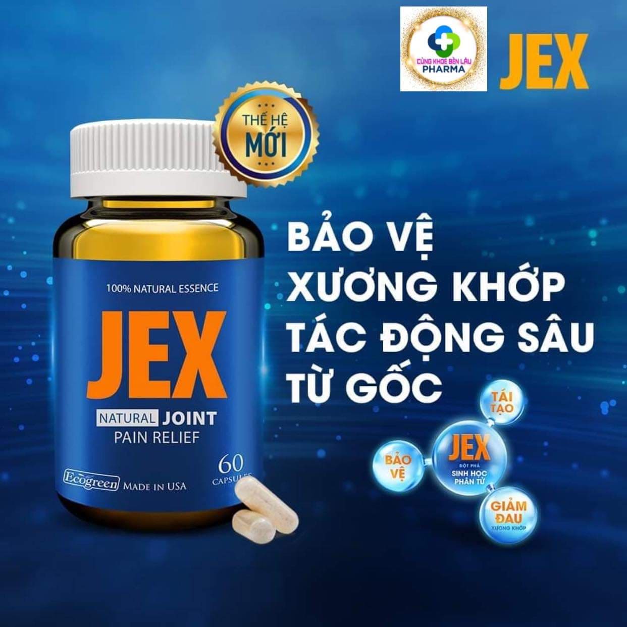 Jex 60viên ✅cam kết có tem chính hãng đỗi quà. bảo vệ xương khớp hiệu quả tái tạo sụn khớp,