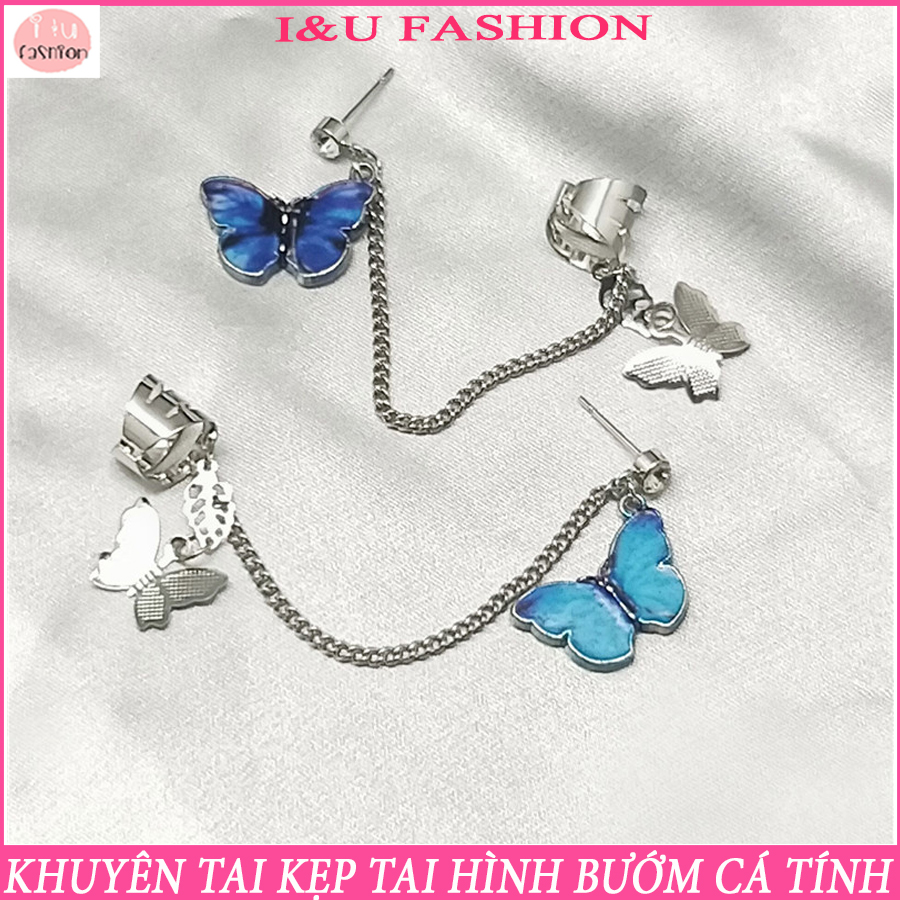 [ 1 Chiếc ] Khuyên tai bông tai kẹp tai hình bướm vô cùng độc đáo cá tính cho nữ chất liệu kim loại phong cách trẻ trung KT-84