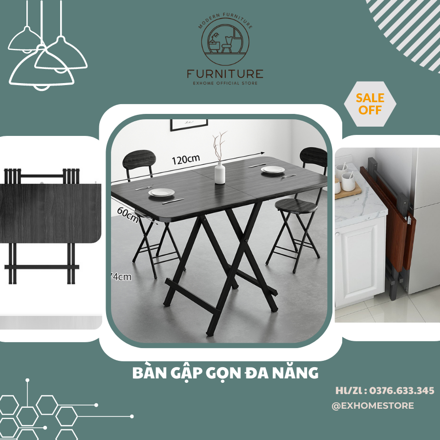 Bàn decor - Bàn ăn gỗ gấp gọn thông minh hiện đại phong cách vintage - Bàn trà cafe gỗ sang trọng giá rẻ