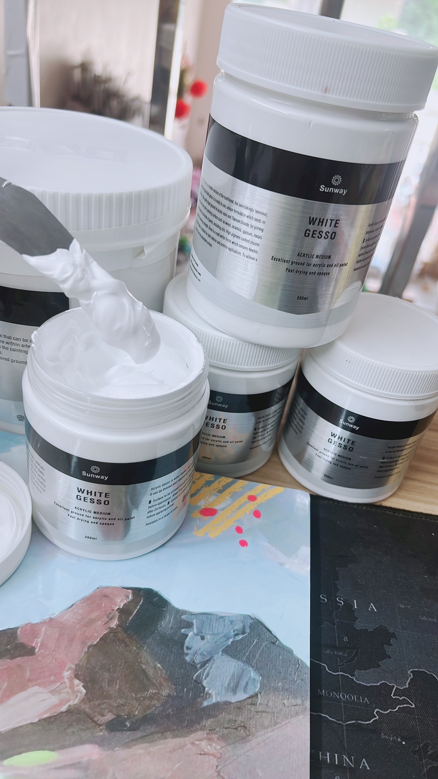 Sơn Lót Acrylic gesso sunway 300/500ml cao cấp