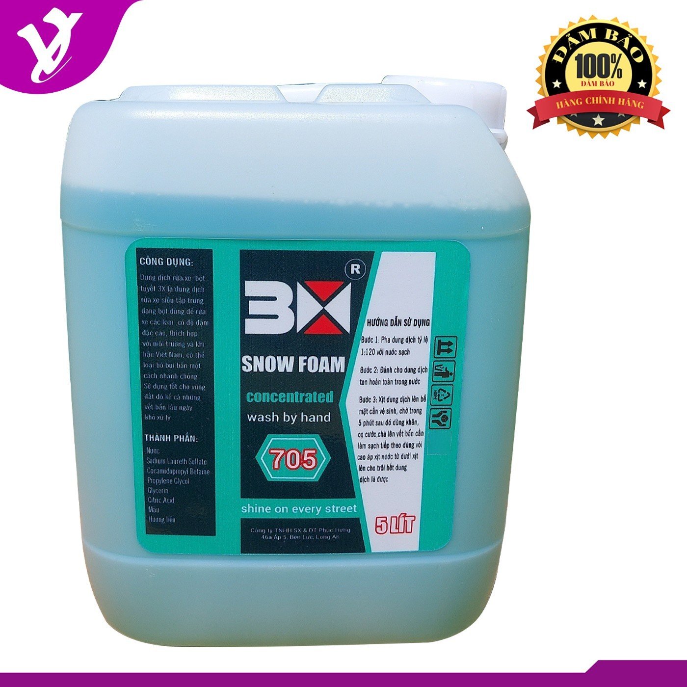 Can bọt tuyết rửa xe 3x 705 5 lít đậm đặc tiết kiệm tạo bọt nhanh