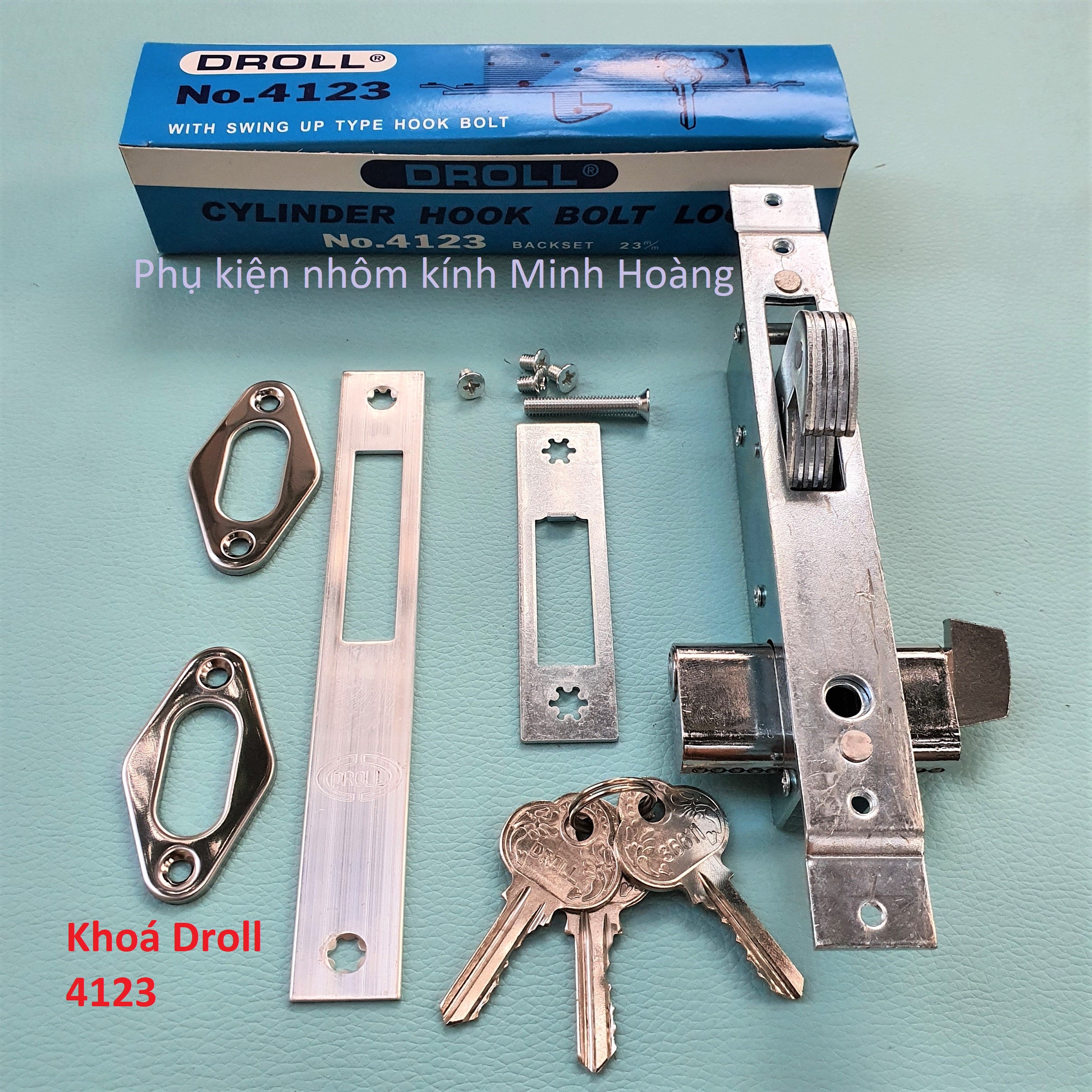 Khóa âm cửa lùa, khóa móc cửa lùa 4123 dùng cho cửa Nhôm lùa