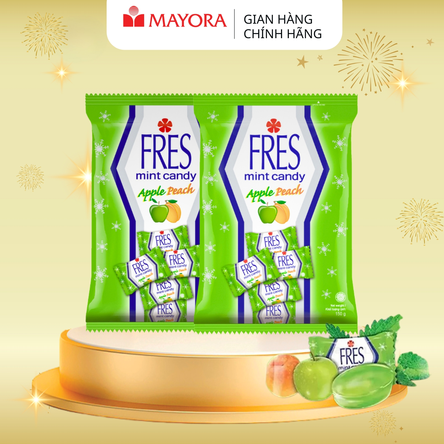 Combo 2 Kẹo The Fres Apple Peach 150G