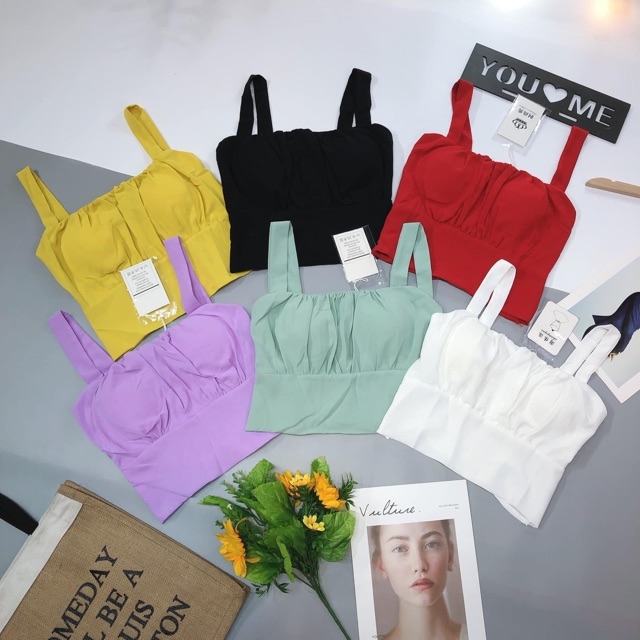 Áo hai dây nhún ngực, áo hai dây croptop, áo croptop hai dây hd45