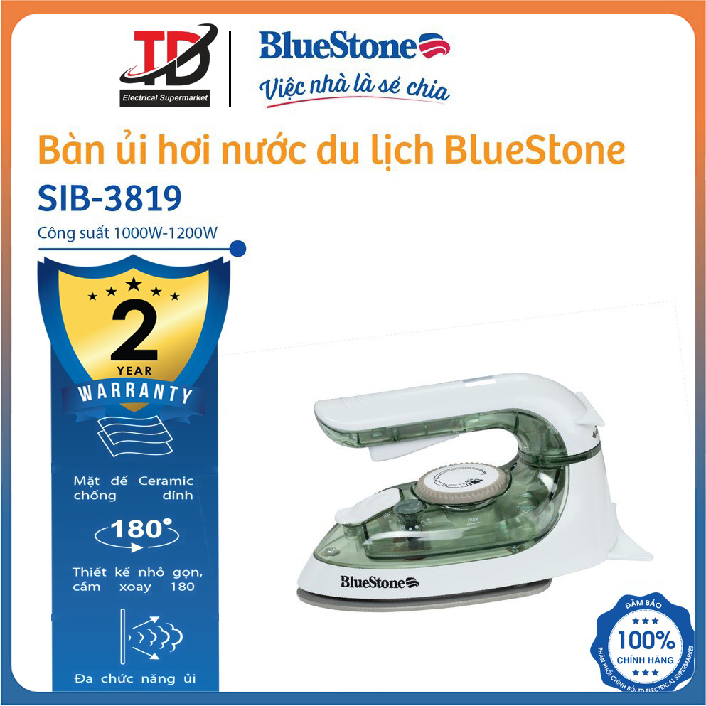 Bàn ủi hơi nước mini BlueStone SIB-3819  1200W  - thiết kế nhỏ gọn dễ dàng mang theo và cất giữ 