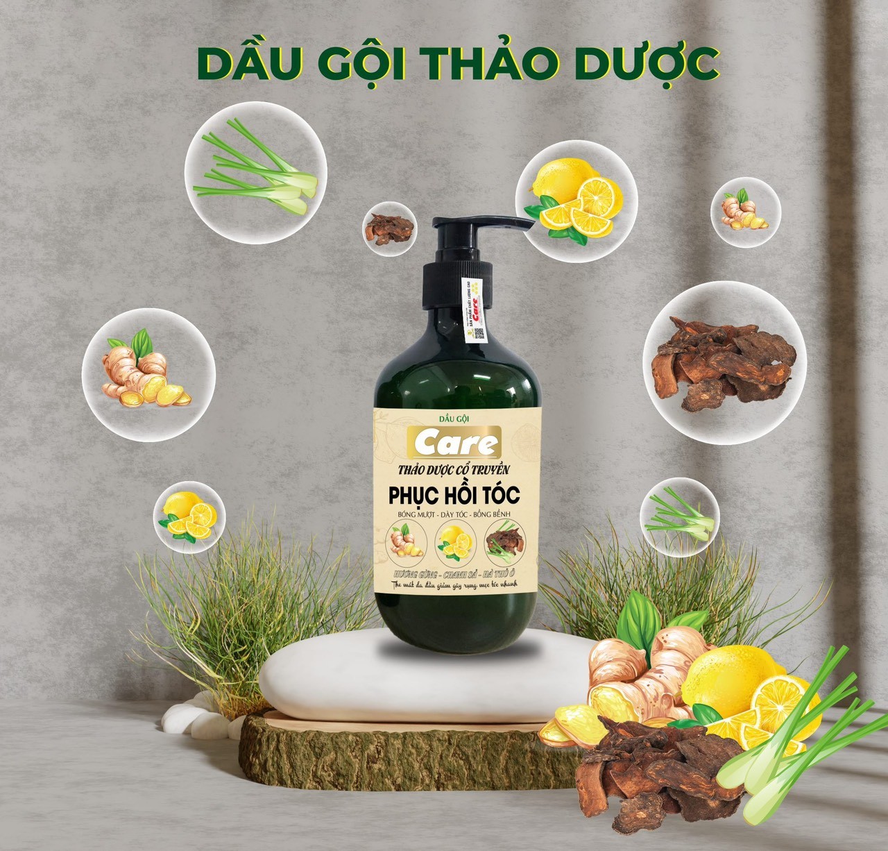 Combo gội & xả thảo dược 500ml sạch tóc