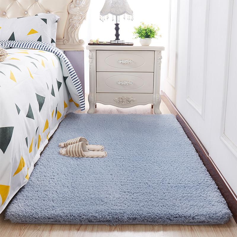 [HCM]Thảm trải sàn phòng khách lông cừu màu Xanh xám 160x100cm