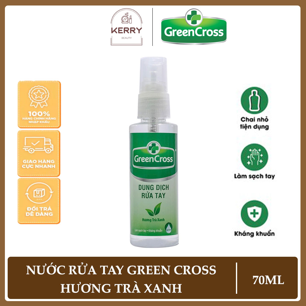 Xịt rửa tay khô green cross hương trà xanh