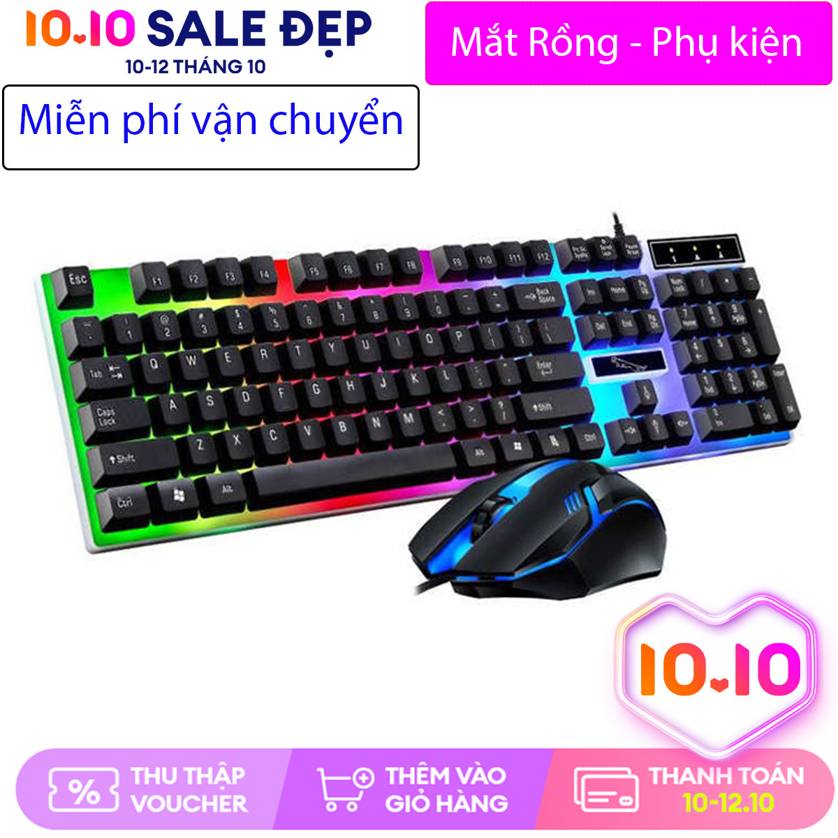 Bộ bàn phím và chuột G21B chuyên Game Led 7 màu Phím cao đẹp và chắc chắn