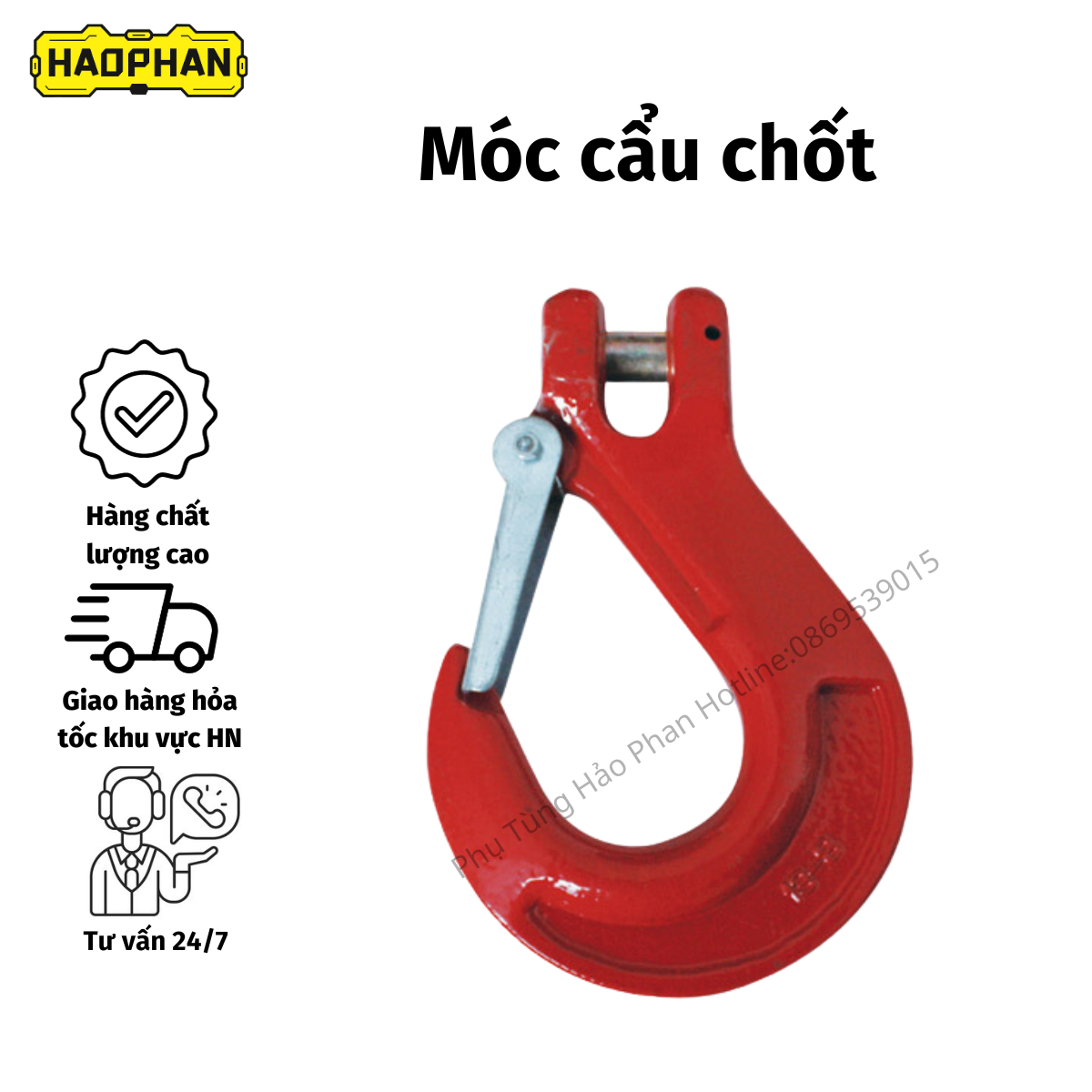 Móc cẩu chốt tự khóa từ 1.2 tấn đến 12.5 tấn