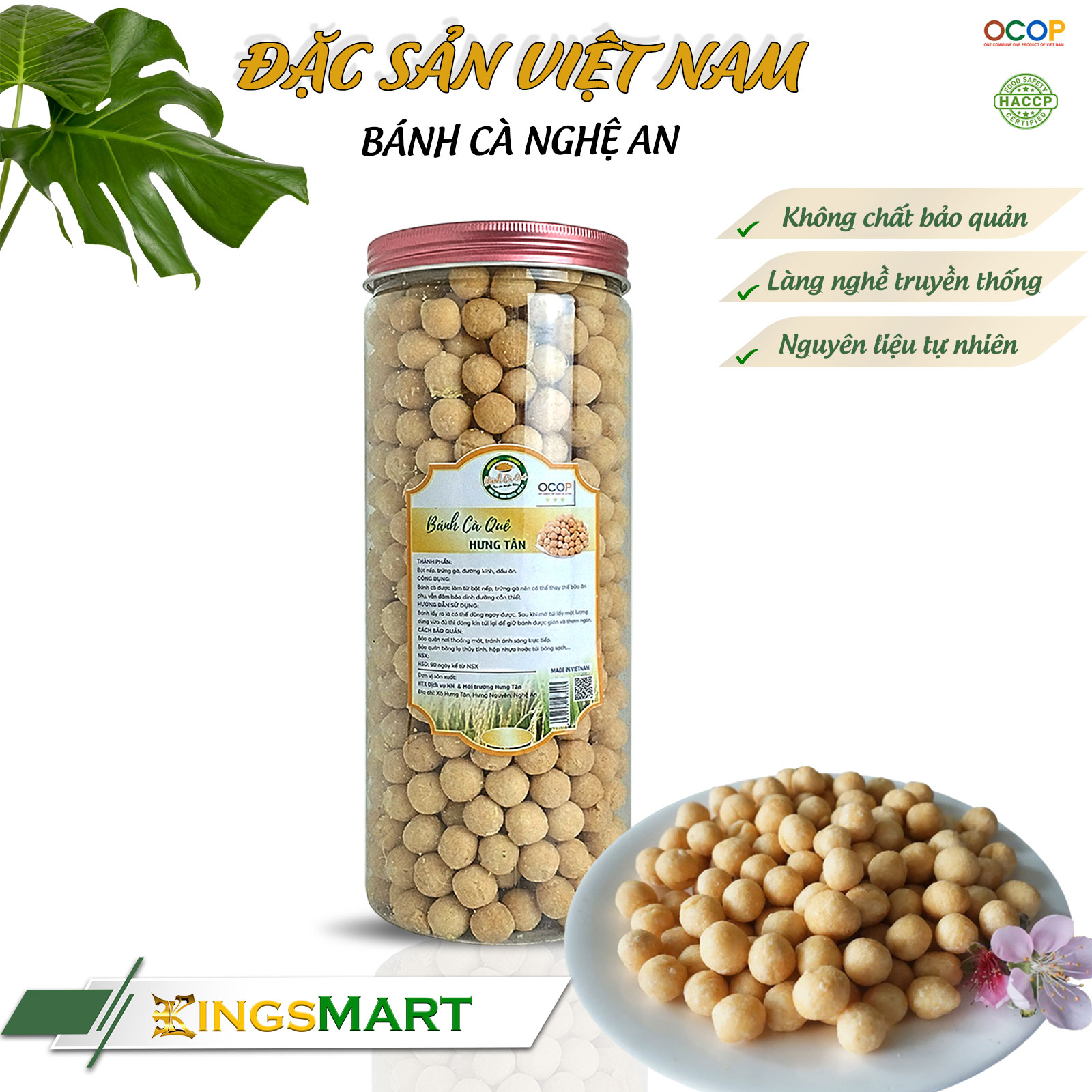 Bánh cà quê vị truyền thống – Thương hiệu Hưng Tân – Đặc sản Nghệ An – Hũ 500g – Kingsmart