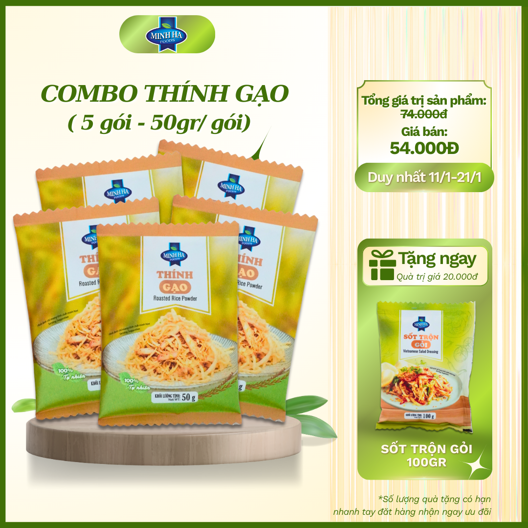 COMBO 5 GÓI THÍNH GẠO 50G - THÀNH PHẦN KHÔNG THỂ THIẾU CHO CÁC MÓN NHÂM NHI