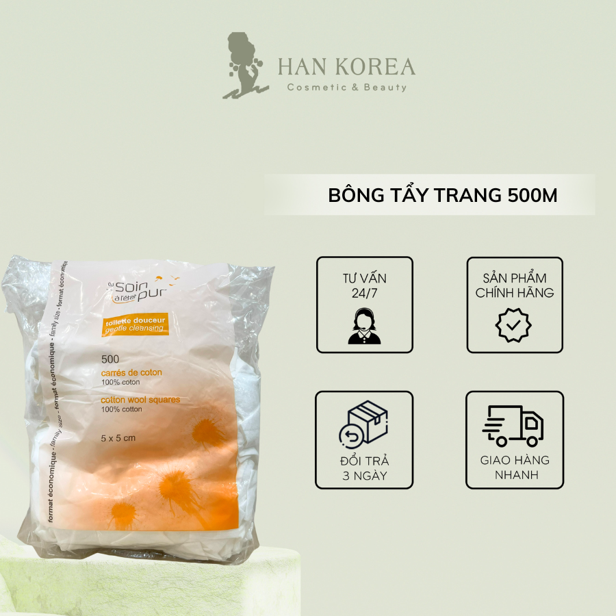 Bông tẩy trang tetra pháp 500 miếng -hân korea