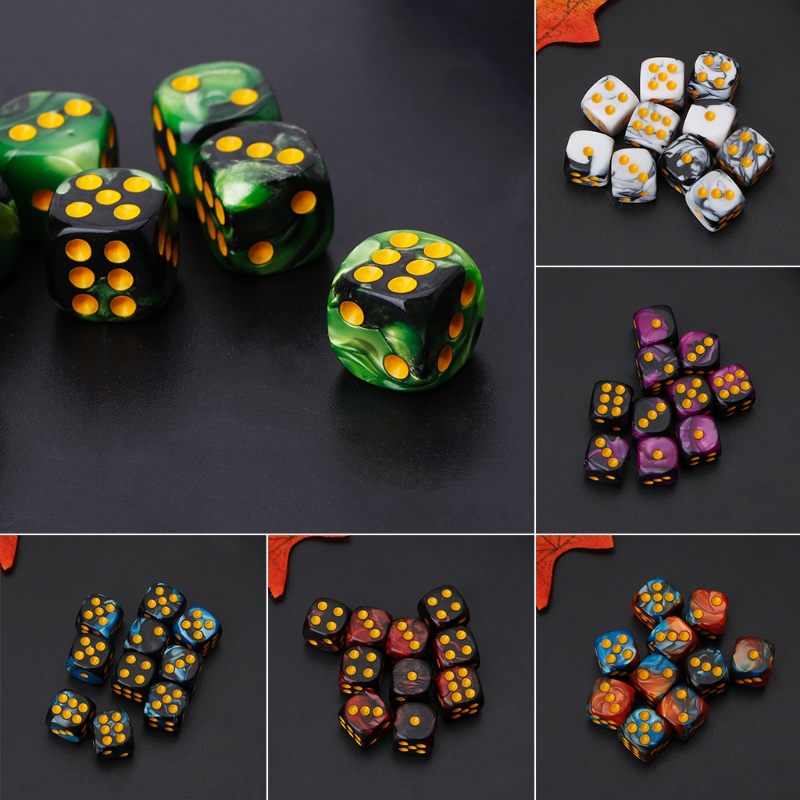 10pcs sáu mặt 12mm Acrylic dices trong suốt Cube tròn Góc di động Bảng chơi trpg trò chơi hội đồng quản trị kỹ thuật số xúc xắc cho thanh
