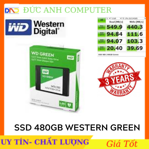 Ổ cứng SSD Western Digital SSD WD Green 480GB 2.5" SATA 3 - WDS480G2G0A- Chính Hãng VĨNH XUÂN/ MINH THÔNG Phân phối Bảo Hàn 3 năm 1 đổi 1