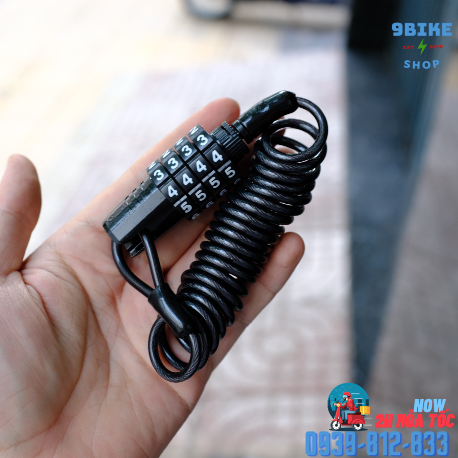 Khóa Dây Xe Đạp Chống Trộm Mật Mã 4 Số Lõi Thép Cao Cấp Chống Cắt